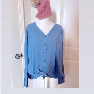 Blue fall sweater..Can be worn off shoulder-cozy